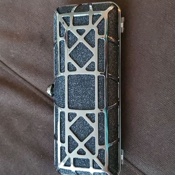 Bebe black metal geometric clutch - Picture 1 of 9